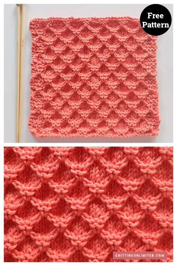 the knitting pattern is shown in two different colors