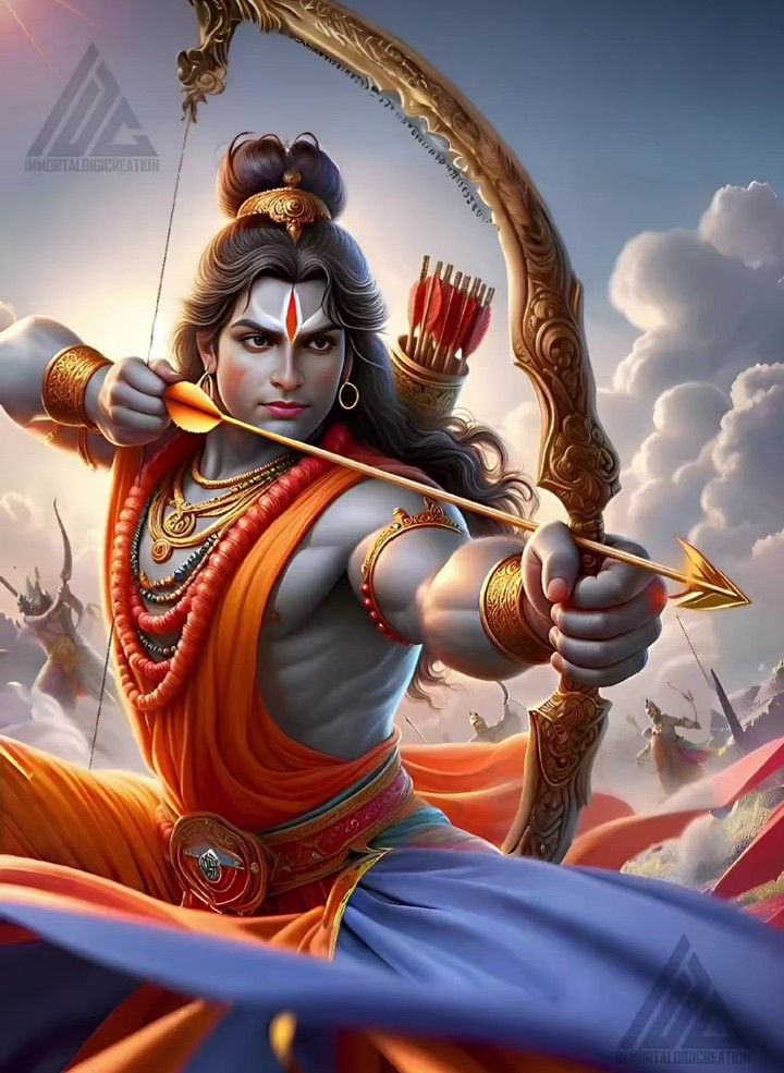 lord rama with bow and arrow in his hand