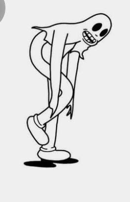 an image of a cartoon character with a creepy look on his face and hands, standing in