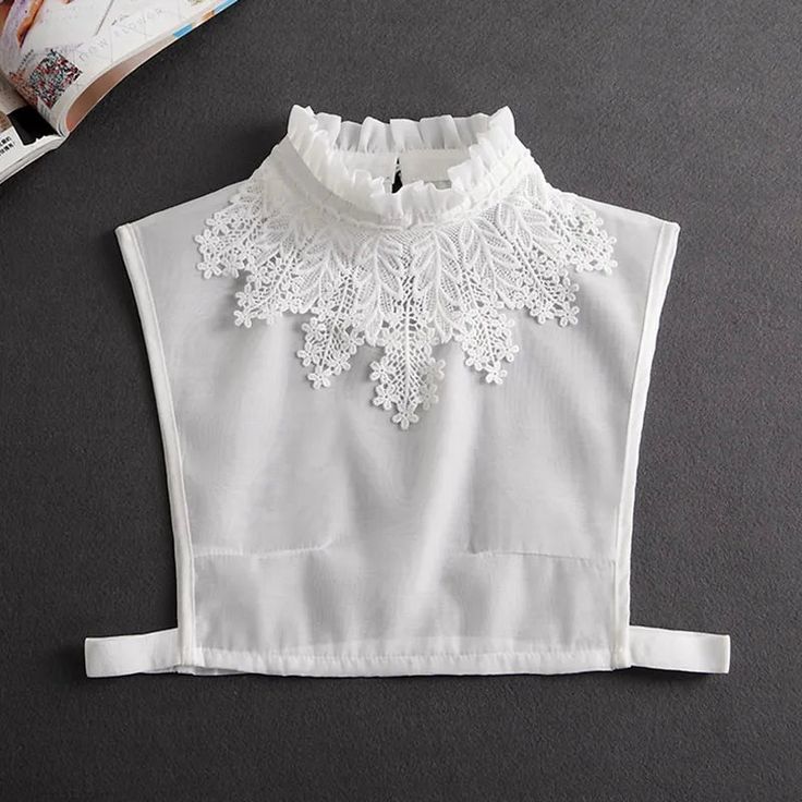 47168656310582 Elegant White Tops With Detachable Collar, Elegant White Top With Detachable Collar, Classic White Fitted Collars, White Detachable Fitted Collar, White Fitted Detachable Collar, Elegant Fitted Collars For Spring, Spring Fitted Lace Collar, Elegant White Lace Collar, White Lace Collar For Spring