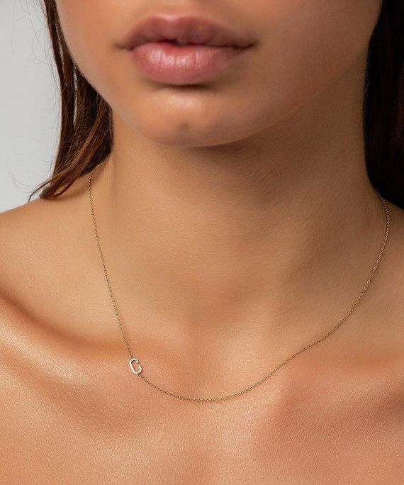 Sideways Initial Necklace, Sideway Initial Necklace, 14k Sideways Initial Necklace, 14k Personalized 14k Gold Initial Necklace, Sideways Initial Necklace, Custom Jewelry Box, Belt Jewelry, Initial Necklace Gold, Choker Collar, Gold Initial, Anklet Bracelet, Letter Necklace