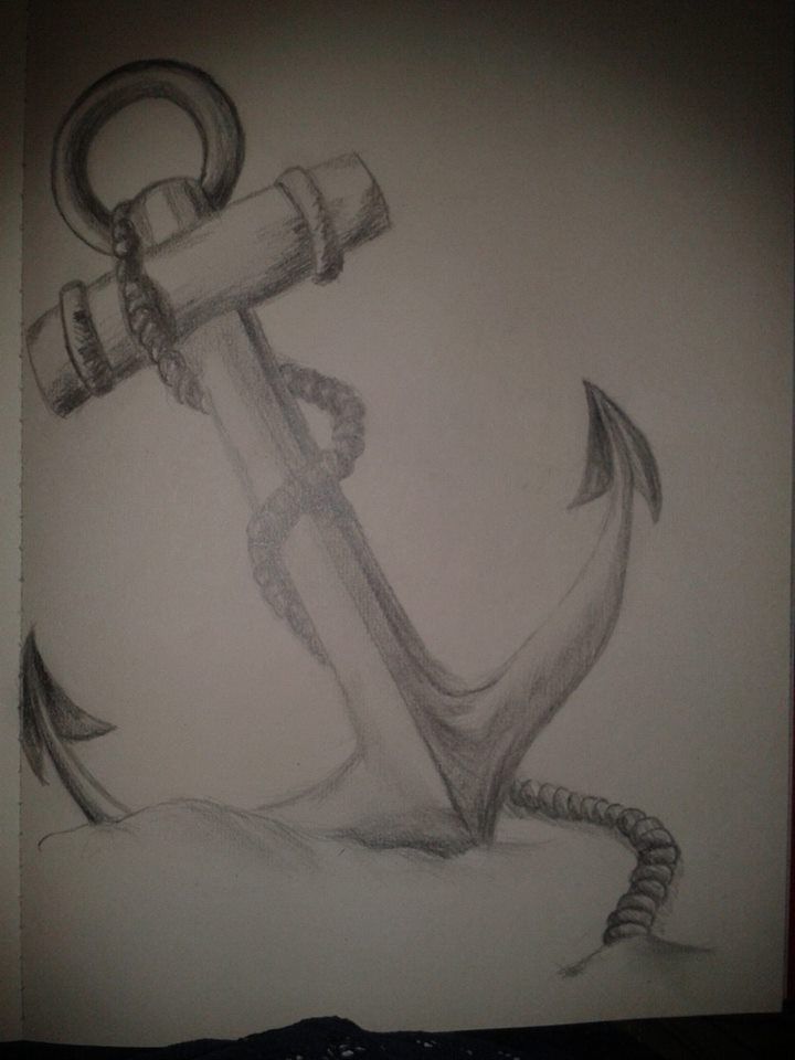 a drawing of an anchor with a snake wrapped around it