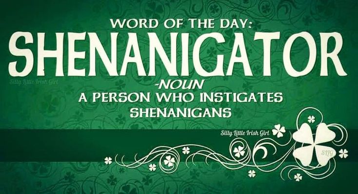 the words word of the day, shenangatr - nonn on a green background