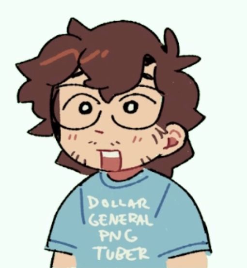 a drawing of a person with glasses and the words dollar general png tuber