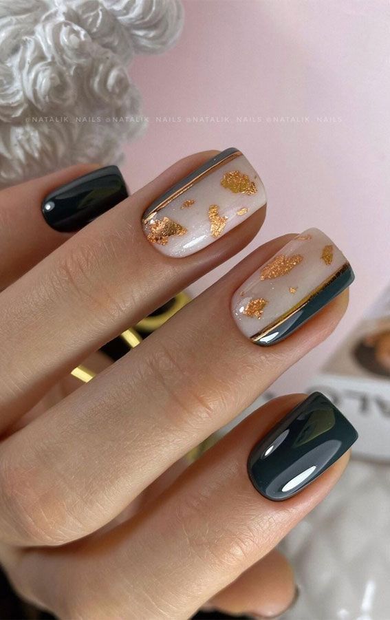 Dark Green Nails, Her Nails, Black Nail, Dark Nails, Uñas Acrilicas, Popular Nails, Beautiful Nail Designs, Autumn Nails, Chic Nails