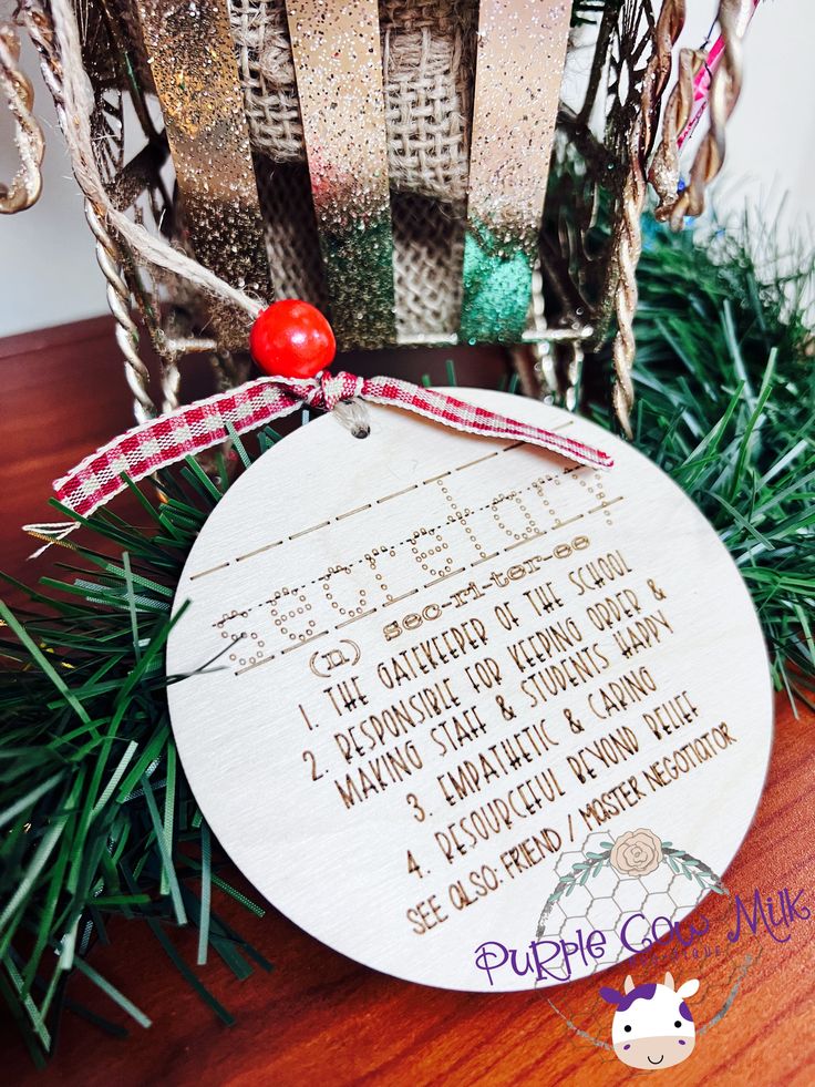 a wooden ornament with a poem on it