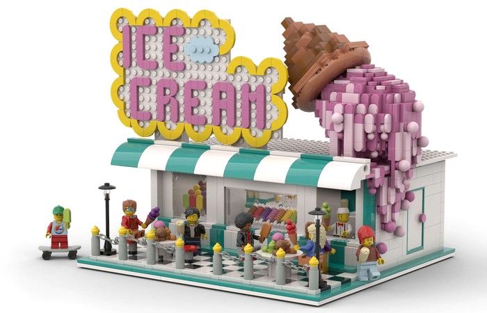 the lego store has been made to look like it's coming out of an ice cream