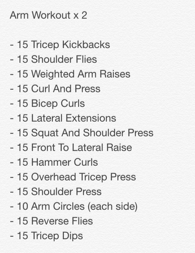 the arm workout plan is shown in this screenshoter image, and shows how to use