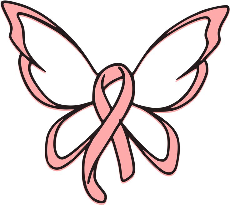 a pink ribbon shaped like a butterfly