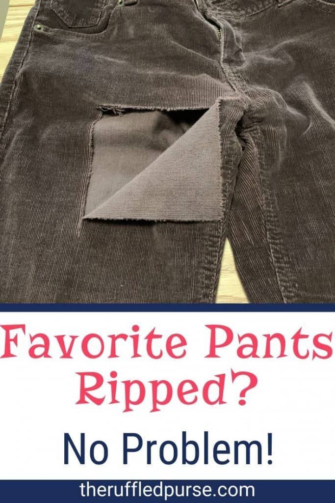 a pair of jeans with the words favorite pants ripped? no problem