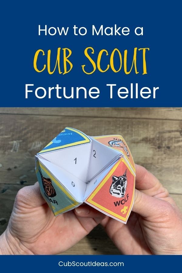 how to make a cub scout fortune teller with pictures and text that reads how to make a cub scout fortune teller