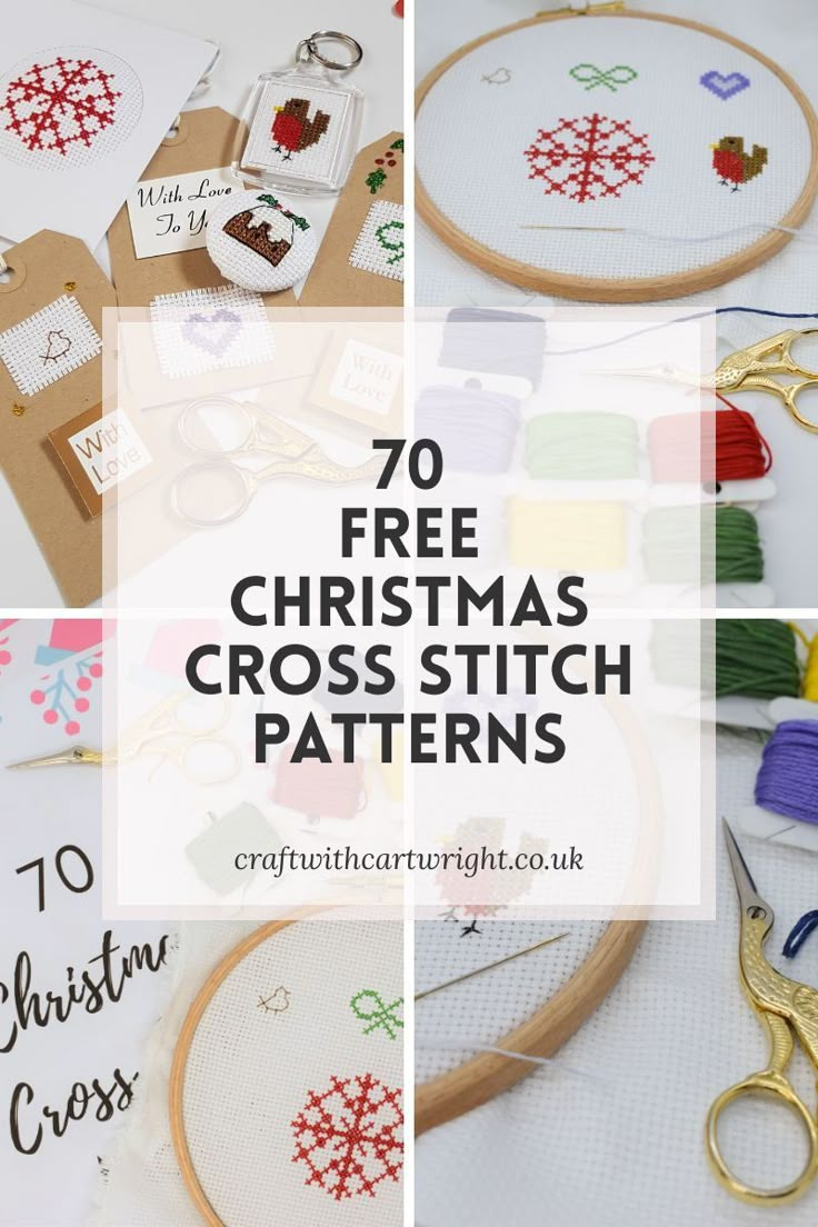 christmas cross stitch patterns with text overlay