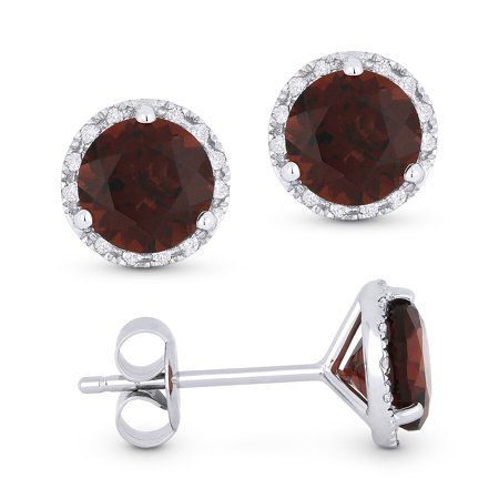 This Stud Earring is crafted in 14K White Gold showcasing Round Red Garnet. This elegant piece makes a stunning statement for all occasions. Size: one size. Gender: female. Age Group: adult. White Gold Earring, Halo Stud Earrings, Bead Bar, Garnet Gem, Masonic Ring, Halo Earrings Studs, White Gold Earrings, Charm Rings, Gold Earring