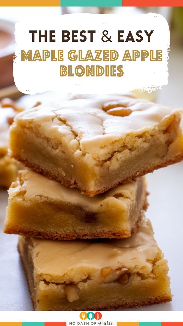 the best and easy maple glazed apple blondies are made with only three ingredients, no butter or oil