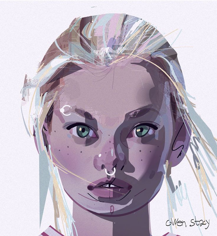 a digital painting of a woman with blonde hair