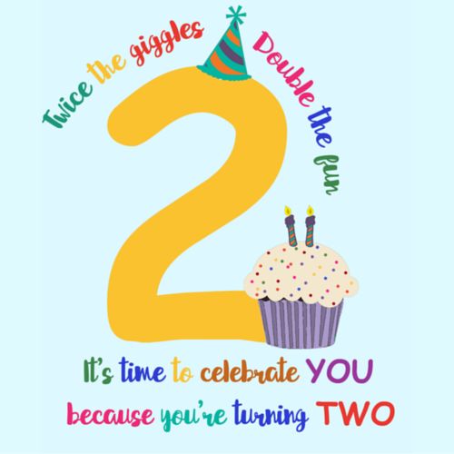 a birthday card with the number two and cupcake