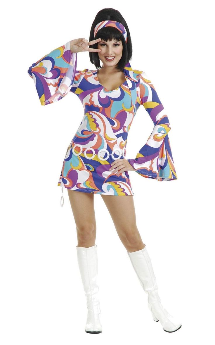 60s Fancy Dress, Fancy Dress Costumes For Women, Hippy Fancy Dress, Disco Fancy Dress, Decades Costumes, Outfits 60s, Fancy Dress Womens, 70s Mode, 70s Costume