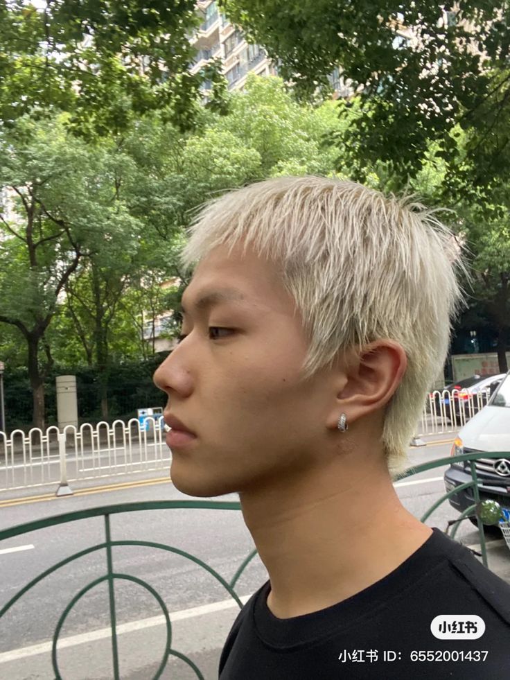 Edgy Asian Haircut, Spiky Buzzcut Men, Short White Hair Men, Blonde Buzz Cut Men, Blonde Short Hair Men, Edgy Mens Haircut, Asian Buzz Cut, Overgrown Buzzcut, Bleached Buzz Cut Men