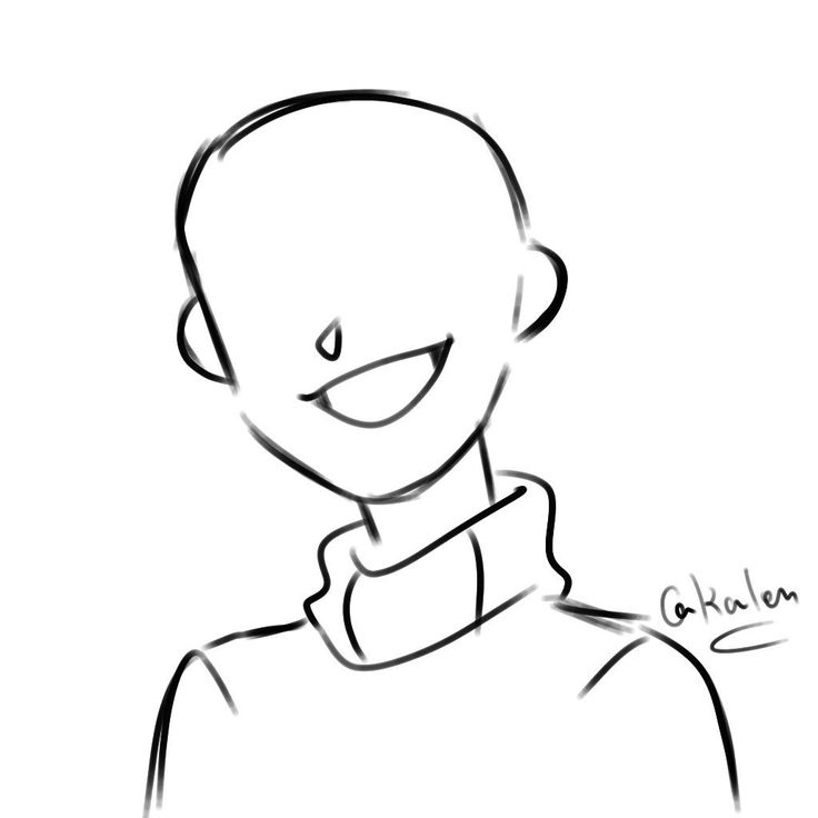 a black and white drawing of a smiling man