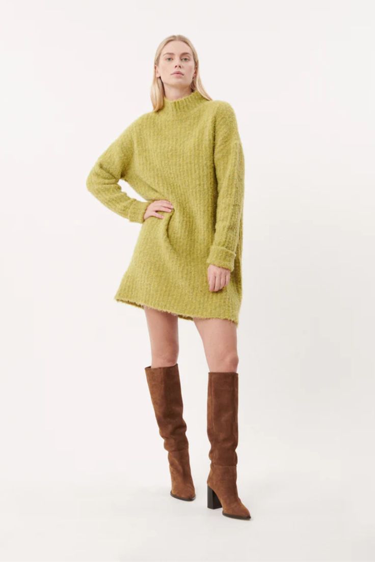 Make a statement in the cozy dress/tunic this fall winter season, and keep yourself warm at the same time. Pair it with leggings, denim, or by itself with boots. Short Sweater Dress, Short Jean Skirt, Maxi Jumpsuit, Olive Dress, Cozy Dress, Swimwear Sets, Long Sleeve Midi, Skirt Leggings, Sweater And Shorts