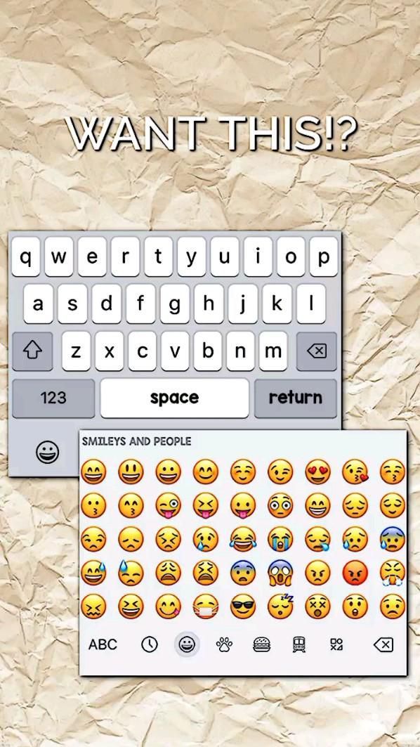 the keyboard has many emoticions on it and says, what do you want?