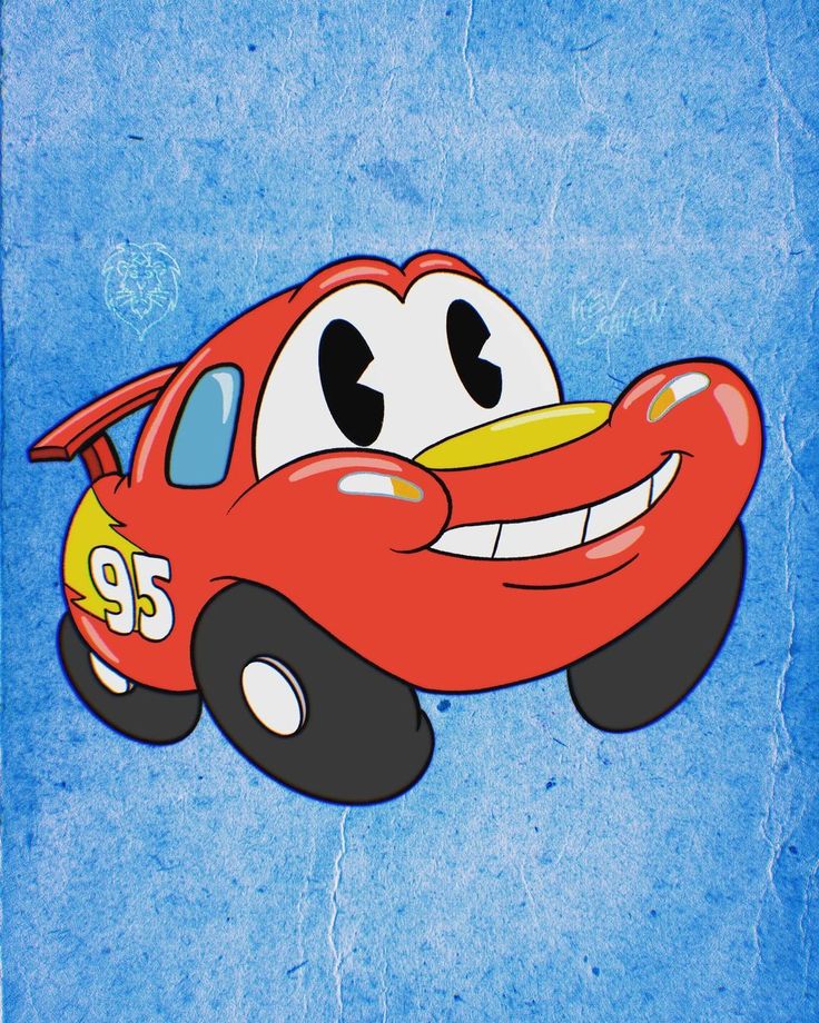 a cartoon character flying through the air on top of a red car with number 33 on it's side