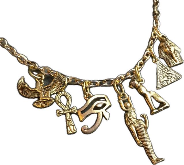 Winged Goddess, Egyptian Eye Of Horus, Egyptian Accessories, Egyptian Eye, Eye Of Horus, Gold Charm Necklace, Couples Costumes, Gold Charm, Pyramid