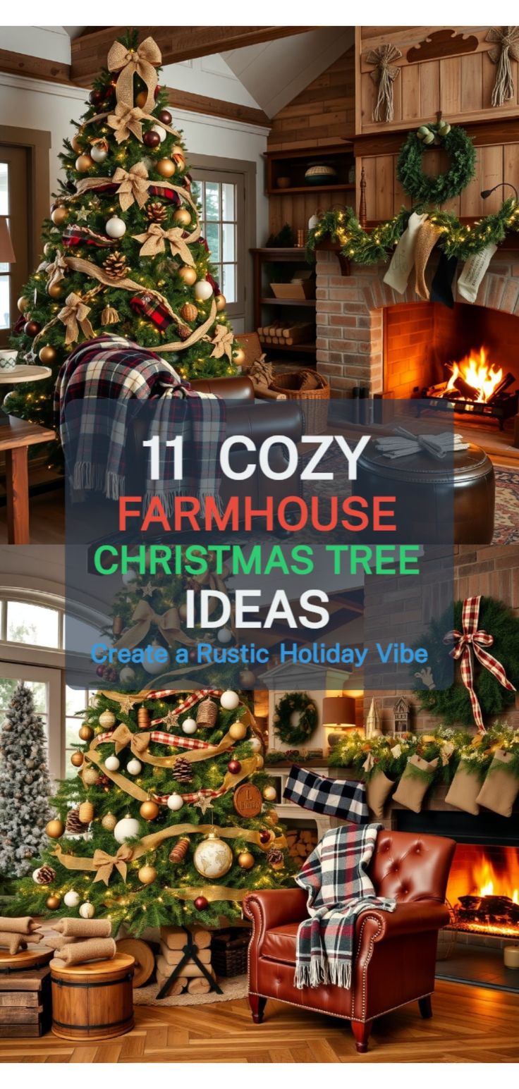 farmhouse Christmas tree ideas Country Farmhouse Christmas Trees, Christmas Tree Ideas Nature Theme, Rustic Green Christmas Tree, Christmas Tree Decorations Western, Country Xmas Tree, How To Decorate A Primitive Christmas Tree, Farmhouse Kitchen Christmas Tree, Western Themed Christmas Tree Ideas, Mountain Theme Christmas Tree