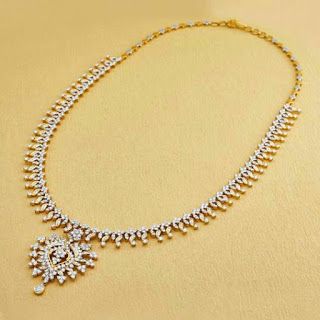 Nakshatra diamond necklace Simple Cz Necklace Sets, Simple White Stone Necklace Indian Gold, White Stone Necklace Indian Gold, White Stone Necklace, Ruby Necklace Designs, Stone Jewellery Designs, Bridal Diamond Necklace, Diamond Pendants Designs, Diamond Wedding Jewelry