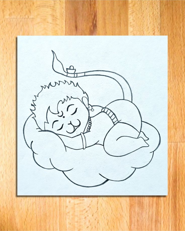 a drawing of a man sleeping on top of a cloud