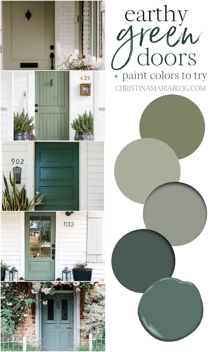 the front door is painted in earthy green and has four different colors to choose from