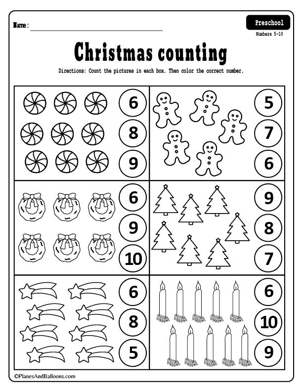 christmas counting worksheet for kids to practice numbers and count them into the tree