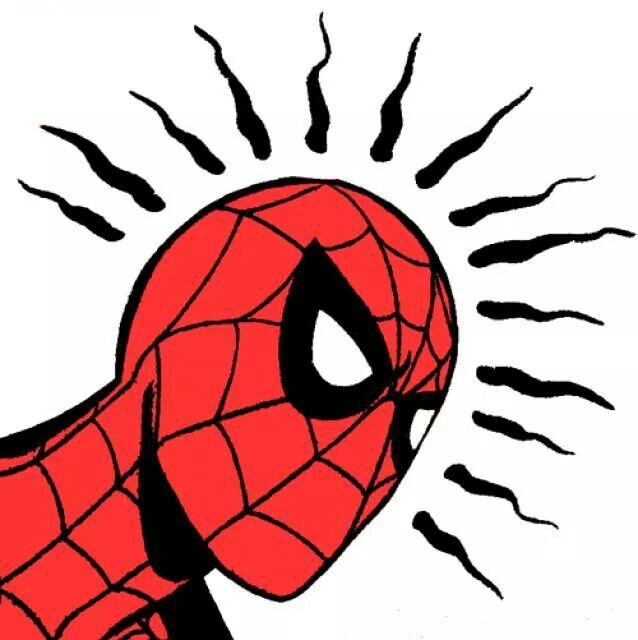 a drawing of a spider - man with his head in the shape of a sunburst