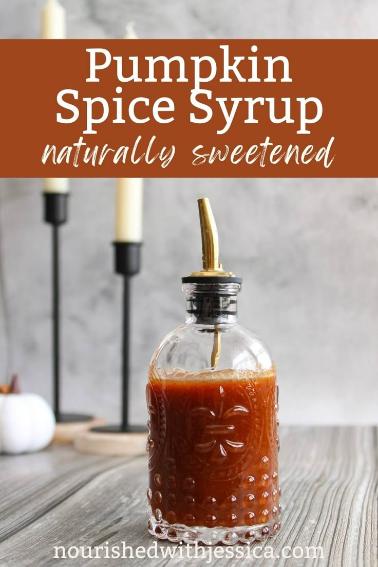 pumpkin spice syrup in a small glass bottle