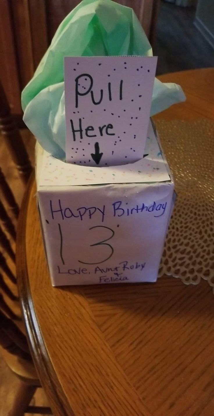 a birthday card sitting on top of a box