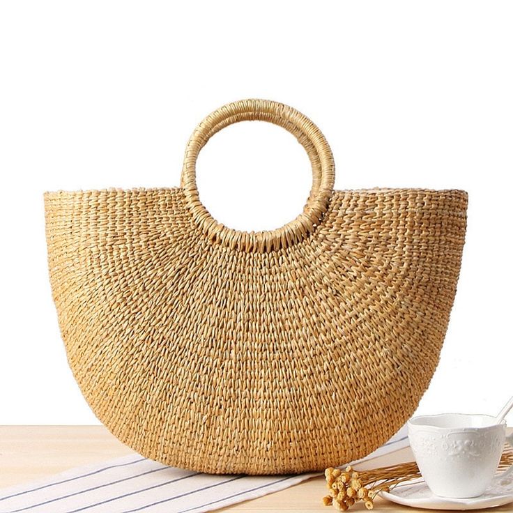 Free U.S. shipping. Style:  , color:Khaki, suite for season：Summer ，Beach, Honeymoon, Material Raffia, Khaki Beach Bag Colorful Pompon Woven Handbag Round Straw Bag, Straw Beach Bag, Bamboo Bag, Summer Handbags, Woven Handbags, Straw Tote Bag, Straw Handbags, Rattan Bag, Straw Bags