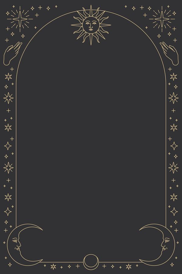 a black and gold frame with stars in the sky above it on a dark background