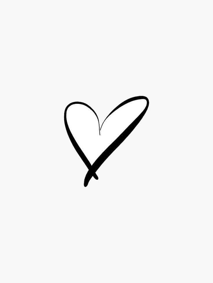 a black and white drawing of a knife in the shape of a heart