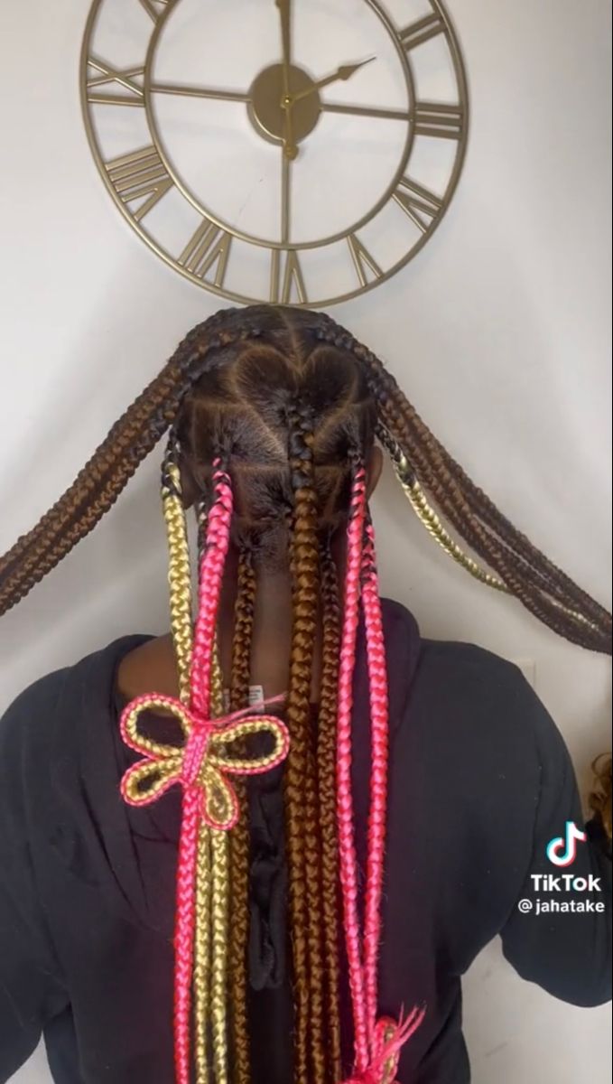 Brown pink blonde 3d butterfly braids pretty black girl 3d Braids Black Hairstyles, Butterfly On Braids, Butterfly Braid Design, Braids With Butterflies, Dark Brown And Pink Braids, Butterfly Braids Hairstyle, Brown Pink And Blonde Braids, 3d Butterfly Braids, Brown And Pink Hair Braids