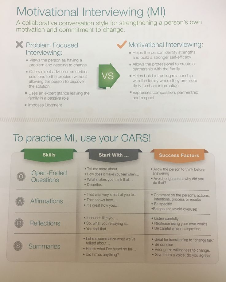 Motivational Interviewing (MI) OARS Skills Motivational Interviewing Cheat Sheet, Motivational Interviewing Worksheets, Motivational Interviewing Questions, Motivational Interviewing Techniques, Social Work Interventions, Social Work Exam, Solution Focused Therapy, Counselling Tools, Counseling Techniques