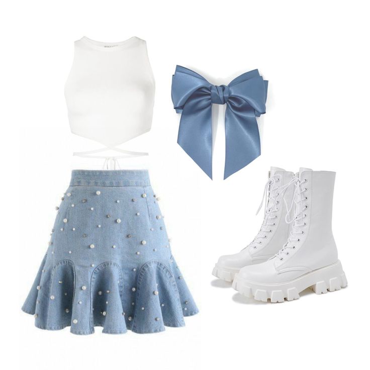 Txt Concert Outfit Blue And White, Kpop Stage Outfits Ideas Y2k, Blue And White Concert Outfits, Light Blue Concert Outfit, Blue Kpop Outfit, Zb1 Concert, Blue Concert Outfit, Preformance Outfits, Blue Outfit