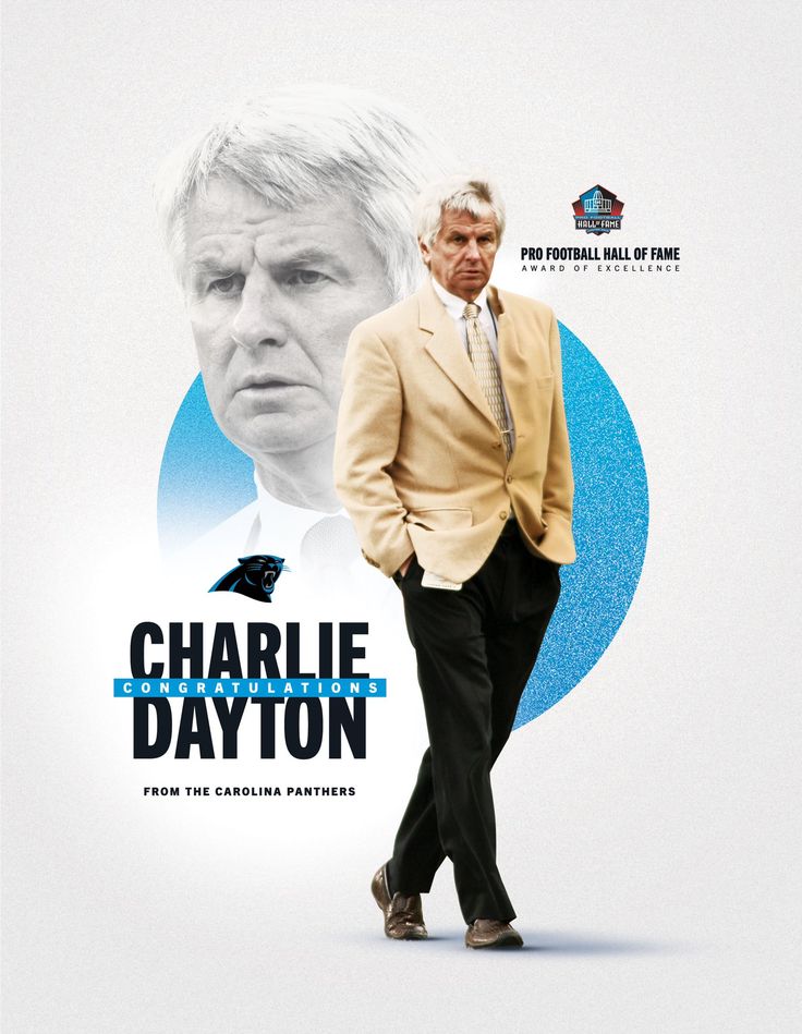 a man in a suit and tie walking on the cover of charlie dayton from the carolina panther