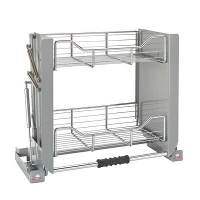 two tiered dish rack with pull out trays