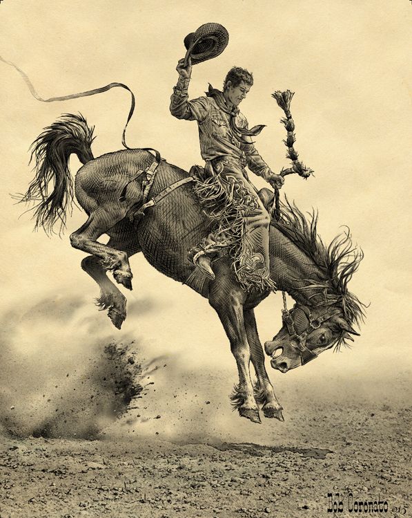 a man riding on the back of a horse while holding a lasso in his hand