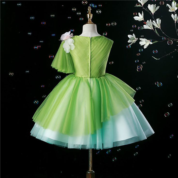 Green Sleeveless Princess Dress For Dress-up, Green A-line Tulle Dress, Spring Green Princess Dress For Fancy Dress, Green Princess Dress For Spring Fancy Dress, Fitted Princess Dress For Garden Party, Spring Fancy Dress With Short Sleeves, Spring Princess Fairy Dress For Birthdays, Spring Princess Fairy Dress For Birthday, Green Fancy Dress For Summer