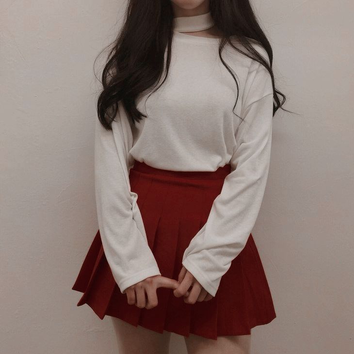 Moda Ulzzang, Korean Fashion Ideas, Korean Blouse, Minako Aino, Looks Pinterest, K Fashion, Red Skirt, Korean Fashion Trends, Korean Street Fashion