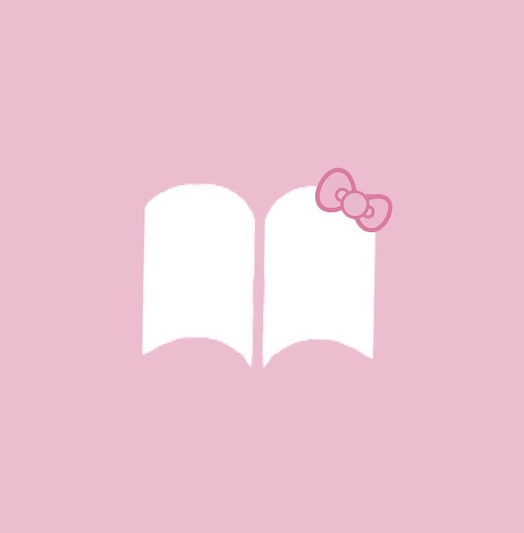 an open book with a pink bow on the top and two white pages below it