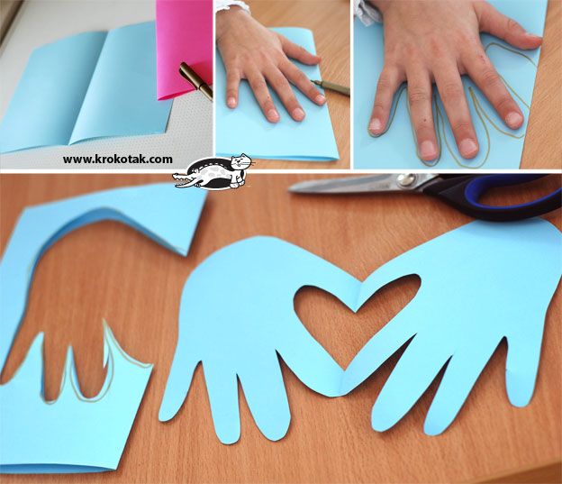 some paper cutouts are being used to make handprints for mother's day crafts