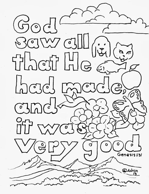 a coloring page with the words god saw all that he had made and was very good