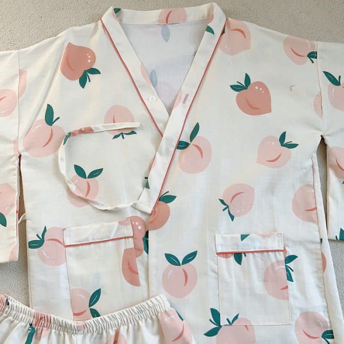 Cotton Kimono Peach Print Pajamas Introducing our elegant Cotton Kimono Peach Print Pajamas, perfect for a cozy night's sleep. Made from high-quality cotton, these pajamas are comfortable and durable. The beautiful peach print adds a touch of elegance to your sleepwear. Treat yourself to a luxurious evening with our Cotton Kimono Peach Print Pajamas. Size Info. Kimono XL: for Weight Range(40-60 kg) 2XL: for Weight Range (60-70 kg) 3XL: for Weight Range (70-80 kg) Pullover/Cardigan XL: for Weight Range(40-60 kg) 2XL: for Weight Range (60-70 kg) 3XL: for Weight Range (70-80 kg) All measurements are approximate and can vary slightly. Please check size info. before order. Peach Print, Anime Lingerie, Pullover Cardigan, Kawaii Dress, Cotton Kimono, Maid Dress, Platform Slippers, Summer Dress Outfits, Print Pajamas